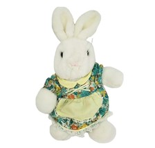 Vintage Cuddle Wit White Bunny Rabbit W/ Flower Dress Stuffed Animal Plush Toy - £34.16 GBP