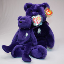 1997/98 Princess Diana Ty Original Beanie Baby &amp; Buddy Purple Bear Rare Vintage - £72.92 GBP