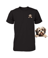 Funny Lhasa Apso Dog Peeking Pocket Tshirt Cute Puppy Dog Lover Tee Prin... - $27.06 CAD+
