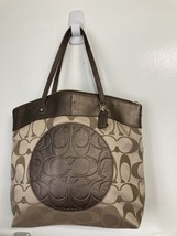 Coach F18335 Laura Signature Logo Tote Bag-Large Shopper Bag -Khaki / Co... - $85.99
