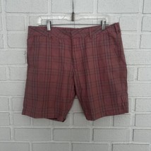 Express Shorts Photographer 34 Mens Pink Blue Plaid Preppy - £13.04 GBP