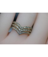 14K Yellow Gold Chevron Design Ring with Cubic Zirconias Size 7.25 - $255.28 CAD
