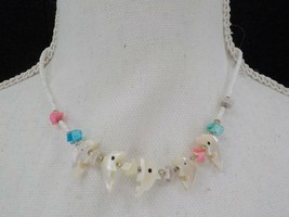 Delicate Shell Necklace W/ Dolphins Pastel Color Shells Fashion Jewelry Womens - £15.97 GBP