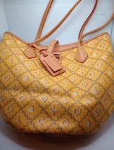 DOONEY &amp; BOURKE Outlet Yellow  LEATHER &amp; Coated CANVAS Tote BAG Shoulder... - $29.03