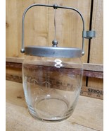 VTG 1950s Craftsman Etched Glass &amp; Chrome Ice Bucket Hinged Lid Bamboo D... - $43.07