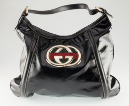 Gucci Dialux Medium Britt Shoulder Bag Black Coated Canvas - $892.03