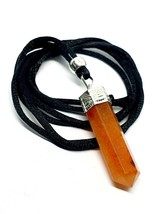 Carnelian Pencil Pendant Gemstone Beaded Cord Lace Necklace Pure Crystal Gem Uk - £6.43 GBP