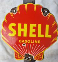 VINTAGE SHELL GASOLINE PORCELAIN SIGN PUMP PLATE GAS STATION OIL - £45.82 GBP