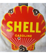 VINTAGE SHELL GASOLINE PORCELAIN SIGN PUMP PLATE GAS STATION OIL - £45.94 GBP