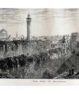 The Pool Of Bethesda 1909 Wood Engraving The Life Of Christ Religious DWFF8 - $32.50