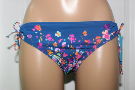 NEW Kenneth Cole RS6RJ95 Navy Floral Tie Sides Swim Hipster Bikini Bottom M - £3.15 GBP