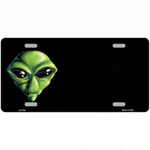 Alien Offset Metal Novelty License Plate Tag - 6&quot; x 12&quot; - $3.00