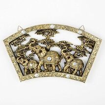 Triple Elephant Wall Plaque With Rhinestone 16.75 Inch New - $34.63