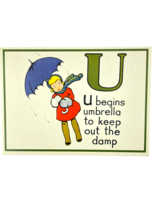 Cavallini Letter U Framable Nursery Art 1930s Repro Alphabet Flash Card Journal - £7.80 GBP