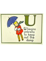 Cavallini Letter U Framable Nursery Art 1930s Repro Alphabet Flash Card ... - £7.78 GBP