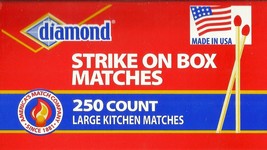 STRIKE on BOX 250 LARGE Wood Kitchen MATCHES Red Tip wood camping DIAMON... - £15.16 GBP