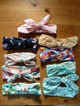9 BOUTIQUE CLOTH KNOT BOW HEADBANDS BABY TODDLER GIRL FLORAL GEO ARROWS ... - $20.78