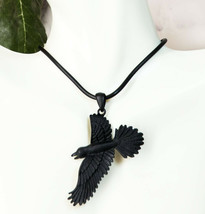 Ebros Gothic Black Raven Crow Scavenger Pendant Medallion Pewter Necklace - $14.99