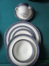 Sherbrooke Compatible with Royal DOULTON China Blue Silver Rim 7/5 PCS B... - $54.87+