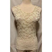 Lew Magram Vintage Cream Stretch Lace Top Cami Scallop Bottom  - $25.00
