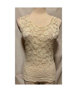 Lew Magram Vintage Cream Stretch Lace Top Cami Scallop Bottom  - $34.19 CAD