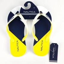 Nautica Flip Flop Thong Sandals Womans 5 White Yellow Navy Sanford 2  New - $17.81