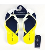 Nautica Flip Flop Thong Sandals Womans 5 White Yellow Navy Sanford 2  New - £14.00 GBP