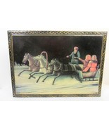 Troika Sleigh  with Horses Palekh Style Lacquer Box Russian Hand Painted... - £42.36 GBP