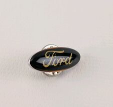 Ford Black &amp; Gold Script Logo Lapel Hat Pin 1&quot; Metal Enamel Emblem Badge - $13.86 CAD