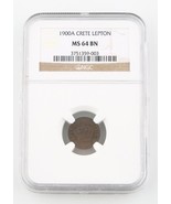 1900-A Greece Crete Lepton NGC MS 64 BN - $566.34 CAD
