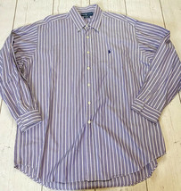Ralph Lauren Blake Fit Button Down Shirt XL white purple career casual l... - $17.99