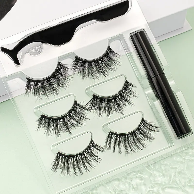 3 Pairs Wispy Lashes Cat Eye Russian Strip Lashes Natural Look - $9.55