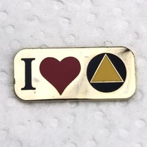 I Love Heart Yellow Triangle Inside Black Circle Pin Gold Tone Enamel - £10.32 GBP