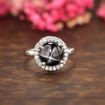 Black Star Sapphire Ring Statement Handmade Ring 925Sterling Silver Antique Ring - £31.49 GBP