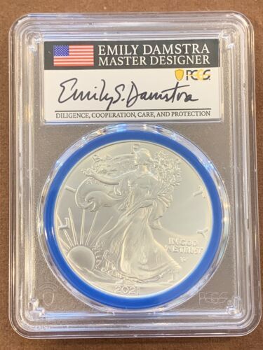2021 W- American Silver Eagle- T2- PCGS- FS- Mint Engraver Series- Emily Damstra - £340.78 GBP