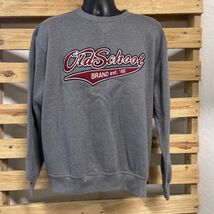 Old School Brand Pullover Sweatshirt Gray Red White Spell Out Logo Large... - $24.74
