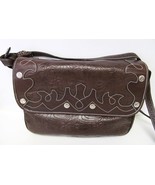Carlos Falchi Tooled Leather Shoulder Bag Messenger Crossbody Handbag Br... - £195.93 GBP