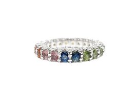 Natural Multi Sapphire Eternity Wedding Band Multi Sapphire Engagement Band 2.2  - £195.72 GBP