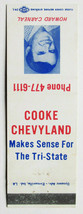 Cooke Chevyland - Evansville, Indiana Car Dealer 20FS Matchbook Cover Carneal IN - $2.00