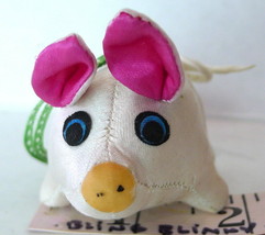  Fabric White Pig Christmas Ornament Curly Tail Vintage 1970s  - £9.21 GBP