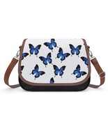 Mondxflaur Blue Butterfly Messenger Bag for Women PU Leather Crossbody Bag - $37.87 CAD