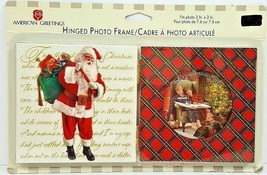 American Greetings Christmas Hinged Wood Photo Frame W/Santa New - £11.17 GBP