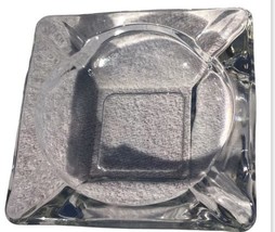 Vintage 1970&#39;S Heavy Clear Square Glass Ashtray 6x6x1.5 inches Cigar - $10.58