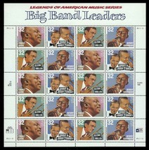 Big Band Leaders Music Legends 32 Cent Sheet of 20 Postage Stamps Scott ... - $11.95