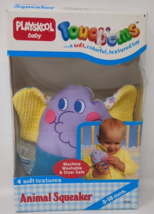 Vintage Playskool Baby Touch ems Baby Plush Elephant 1980s 80s Squeaker W/ BOX - $92.25