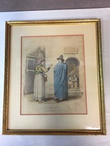 Vintage Colored Engraving Bookplate Costumes of Rome Richard Bridgens Gilt Frame - £24.12 GBP