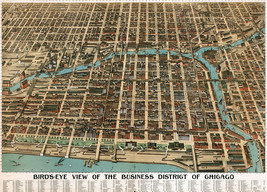 11x14&quot; CANVAS Decor.Room design print.1898 Birdeye view Chicago business... - $32.67