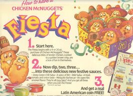 McDonald's Chicken McNuggets Fiesta Placemat 1988 Fiesta Coin  - $17.82