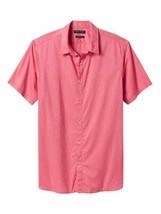 Banana Republic Men Short Sleeve Camden Fit Plaid Red Button Down Shirt ... - £31.19 GBP