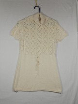 Michael Kors Med Cream Ivory Sweater Dress Crochet Knit Short Sleeve Wai... - £15.71 GBP